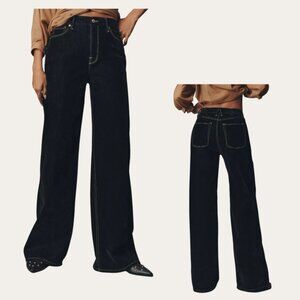 Good American Good Skate Velvet High-Rise Wide-Leg Jeans